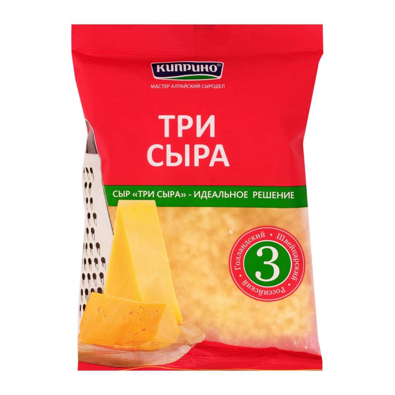 Сыр тертый Три сыра 25,7% 200г Киприно