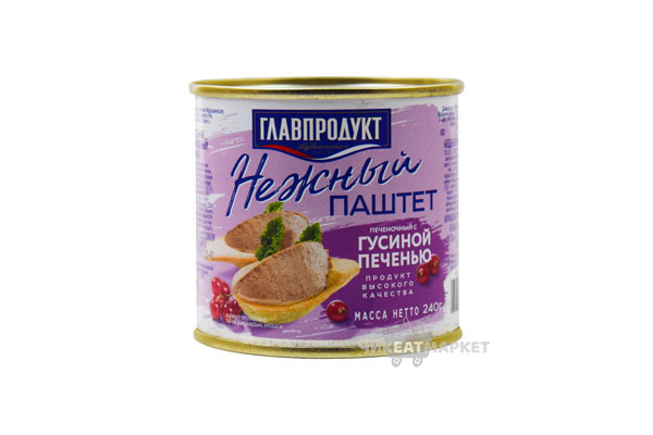 Паштет Главпродукт печеночный 240 г ж/б гусиная печень