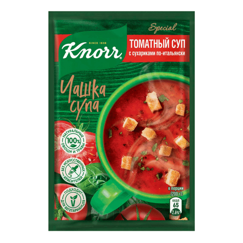 Суп Кнор Чашка супа 14 г томатный с сухариками по-итальянски