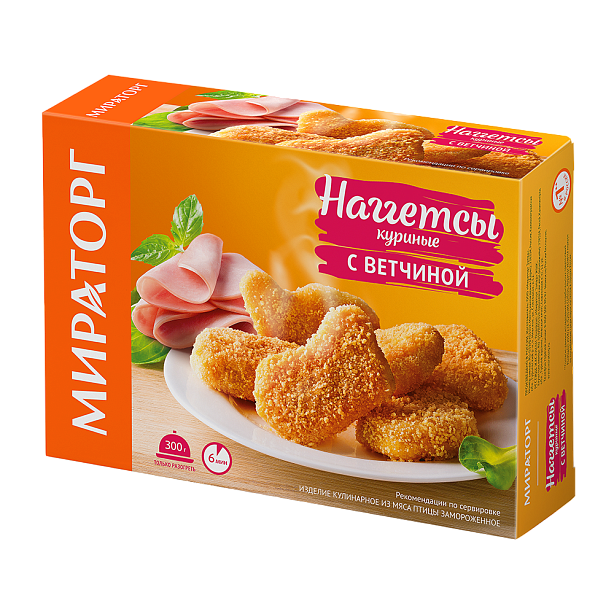 Наггетсы Мираторг куриные 300г с ветчиной