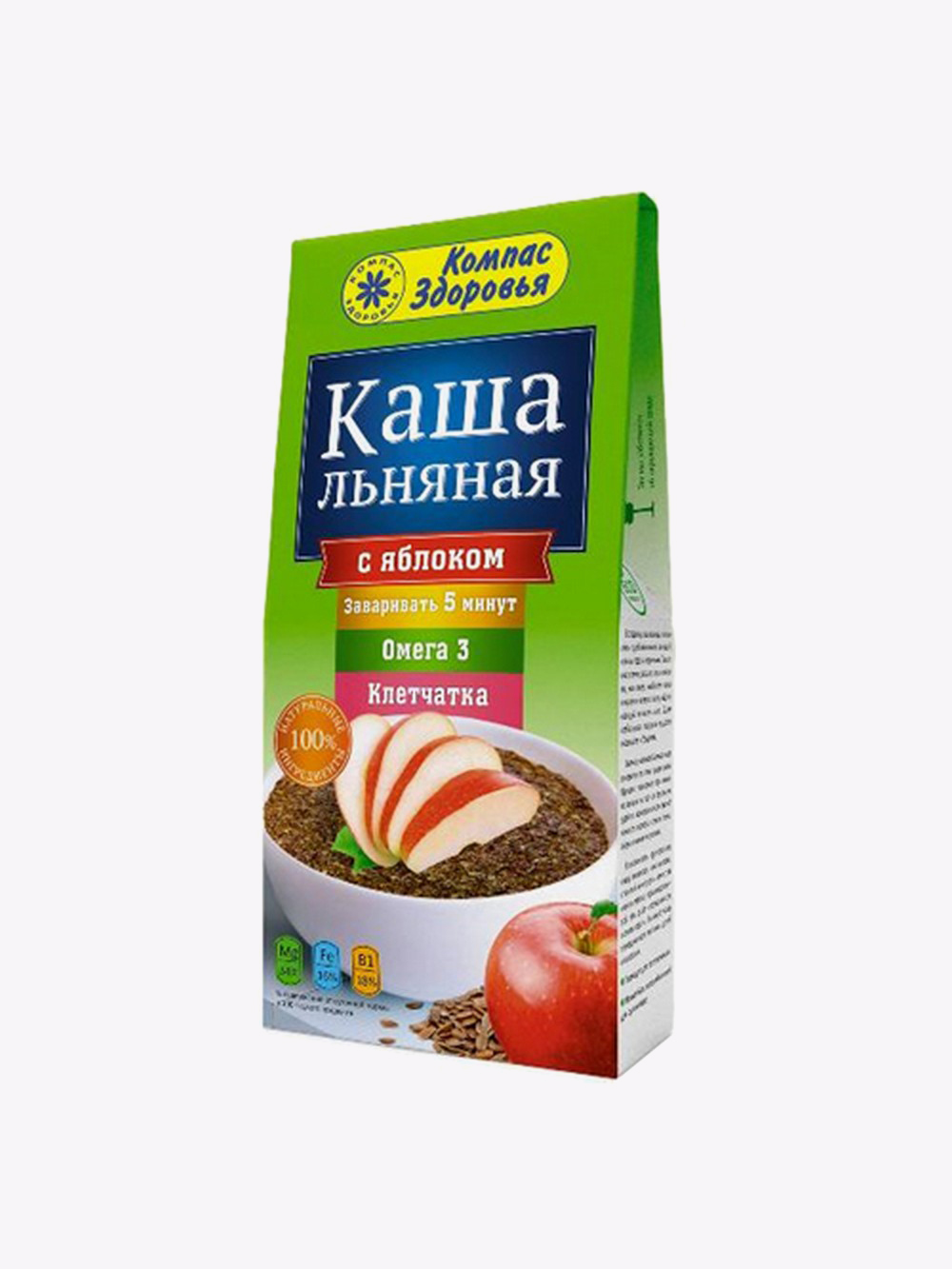 Каша Компас Здоровья льняная 250г с яблоком